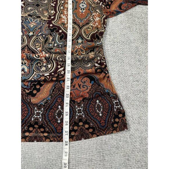 Vtg Inc International Concepts Top Womens 2X Black Brown Paisley Mesh Y2K Ruched - Picture 7 of 11